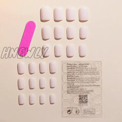 Hnewly 24Pcs/Set Wearable False Nails For Girls Women Removable Solid Color Short Fake Art Finished