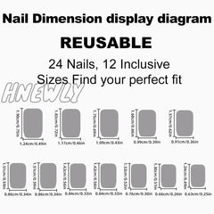 Hnewly 24Pcs/Set Wearable False Nails For Girls Women Removable Solid Color Short Fake Art Finished
