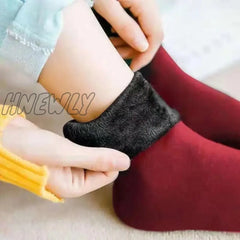 Hnewly 3 Pairs Lot Women Men Winter Warm Thicken Thermal Snow Socks Solid Color Floor Soft Velvet