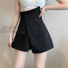 Hnewly 4Xl Suit Black Shorts Women High Waist Irregular Wide Leg Short Pants Office Lady Elegant A