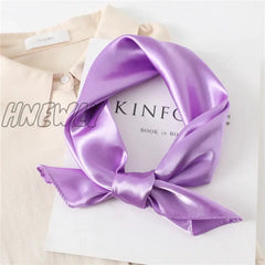 Hnewly 60Cm Silk Satin Square Scarf Women Solid Neckercheif Shawl Hijab Female Hair Hand Wirst