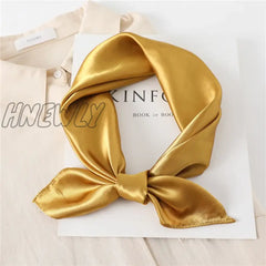 Hnewly 60Cm Silk Satin Square Scarf Women Solid Neckercheif Shawl Hijab Female Hair Hand Wirst