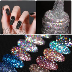 Hnewly 7Ml Holographic Glitter Gel Nail Polish Spring Color Sparkling Sequins Soak Off Uv Led