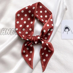 Hnewly 8 Colors Female Spain Silk Neck Scarf Luxury Polka Dot Hair Tie Scarves Foulard Head Band