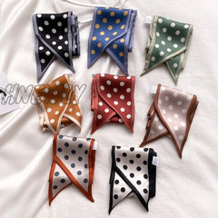 Hnewly 8 Colors Female Spain Silk Neck Scarf Luxury Polka Dot Hair Tie Scarves Foulard Head Band