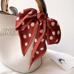 Hnewly 8 Colors Female Spain Silk Neck Scarf Luxury Polka Dot Hair Tie Scarves Foulard Head Band
