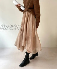 Hnewly A Line Japanese Harajuku Autumn Winter Women Skirt High Waist Solid Female Korean Streetwear