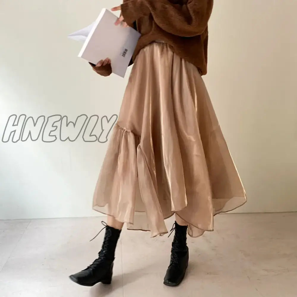 Hnewly A Line Japanese Harajuku Autumn Winter Women Skirt High Waist Solid Female Korean Streetwear