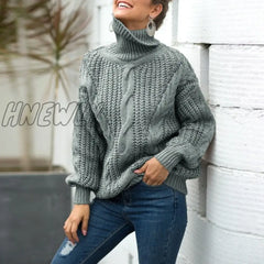 Hnewly Autumn And Winter Thick Line Twist Sweater Fashion Wild Ice Skating Outfit Gray / S