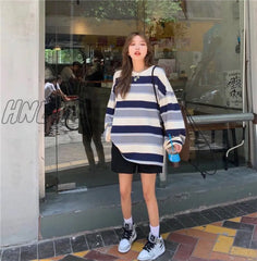 Hnewly Autumn Hoodies Striped Oversized Sweatshirt Women Harajuku Pullovers Korean Fashion Couples