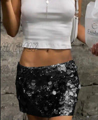 Hnewly Autumn Shiny Sequins Hip Skirt Women New Sexy High Waist Solid All-Matching Female Party