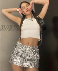 Hnewly Autumn Shiny Sequins Hip Skirt Women New Sexy High Waist Solid All-Matching Female Party