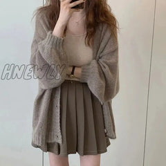 Hnewly Autumn Winter Fashion Casual Women’s Tees Simple Soft Knitted Sweater Gentle Warm Cardigan