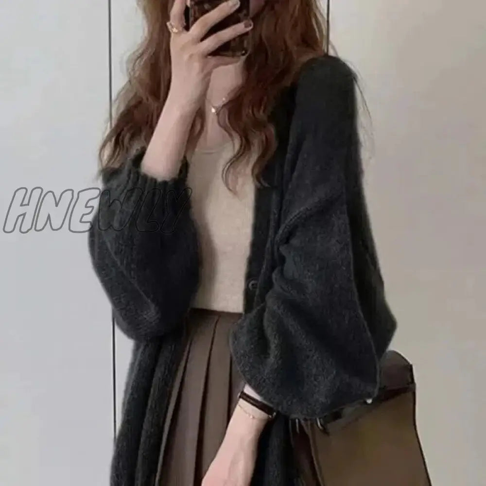 Hnewly Autumn Winter Fashion Casual Women’s Tees Simple Soft Knitted Sweater Gentle Warm Cardigan
