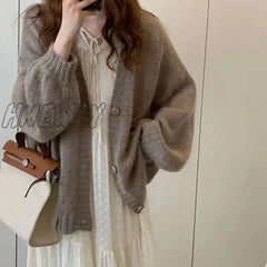 Hnewly Autumn Winter Fashion Casual Women’s Tees Simple Soft Knitted Sweater Gentle Warm Cardigan