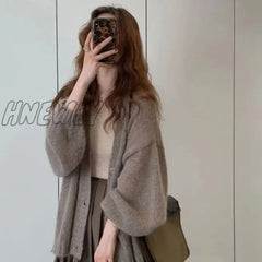 Hnewly Autumn Winter Fashion Casual Women’s Tees Simple Soft Knitted Sweater Gentle Warm Cardigan