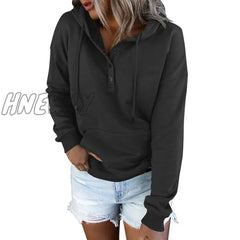 Hnewly Autumn Winter Fashion Women Clothes Long Sleeve Solid Color Oversized Hooded Sweatshirt