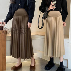 Hnewly Autumn Winter Pleated Thick Warm Maternity Skirts Elastic Waist Belly Casual Clothes For