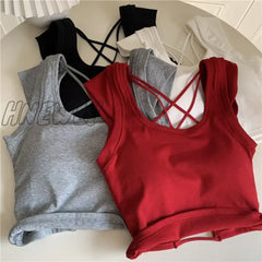 Hnewly Backless Top Sexy Crop Women Summer Clothes Square Neck Corset Y2K 2024 Solid Bustier