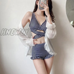 Hnewly Bikini Sets Women Backless Sexy Slim Ruffles Summer Beach Style Classic Ulzzang Ladies