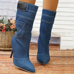 Hnewly - Black Casual Daily Patchwork Solid Color Pointed Comfortable Shoes (Heel Height 3.54In)