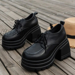 Hnewly - Black Casual Frenulum Solid Color Round Out Door Wedges Shoes (Heel Height 3.94In) Shoes