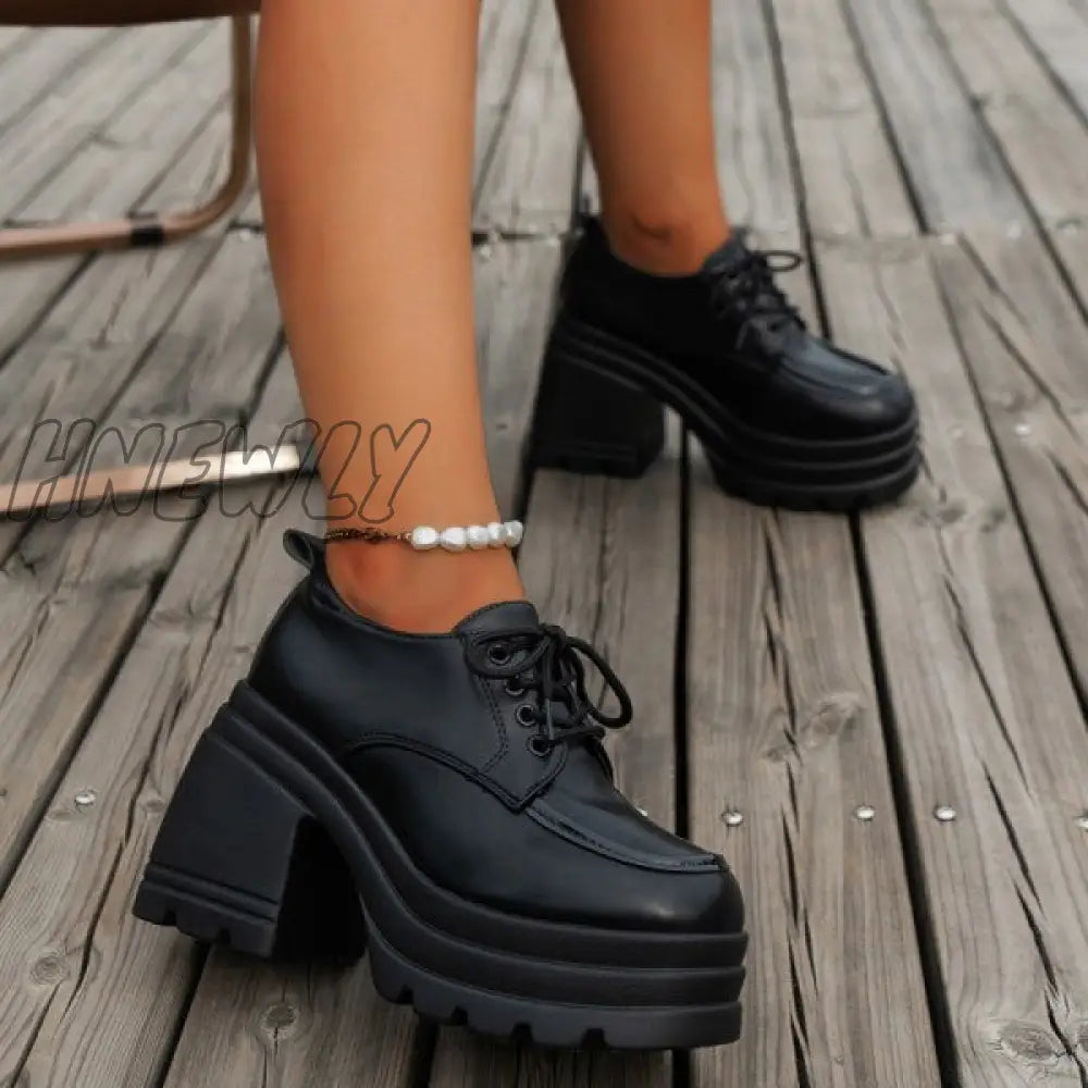 Hnewly - Black Casual Frenulum Solid Color Round Out Door Wedges Shoes (Heel Height 3.94In) Shoes