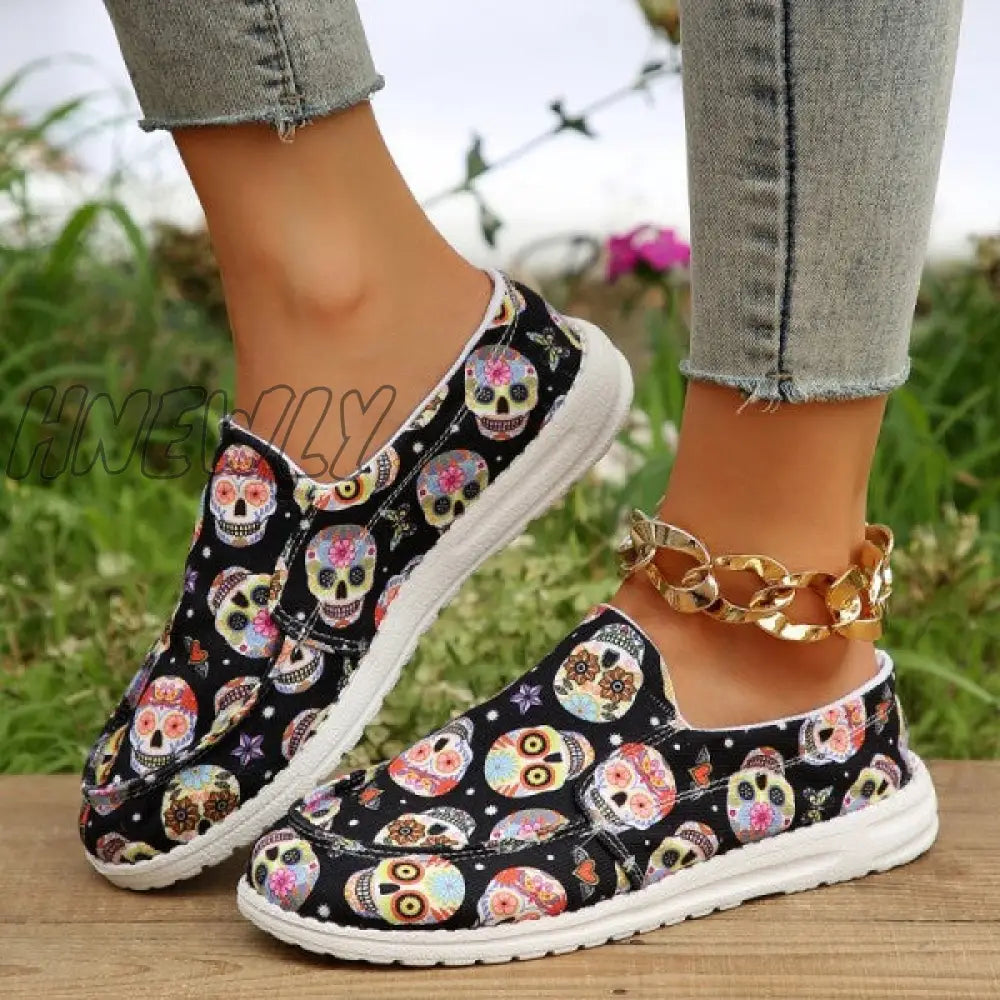 Hnewly - Black Casual Patchwork Round Comfortable Shoes Shoes Sneakers