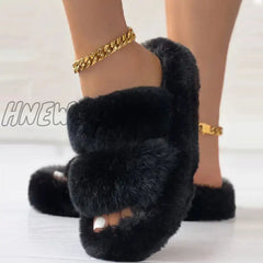 Hnewly - Black Casual Patchwork Solid Color Round Comfortable Shoes Shoes Slippers