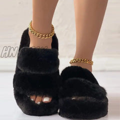 Hnewly - Black Casual Patchwork Solid Color Round Comfortable Shoes Shoes Slippers