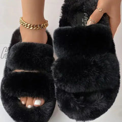 Hnewly - Black Casual Patchwork Solid Color Round Comfortable Shoes Shoes Slippers