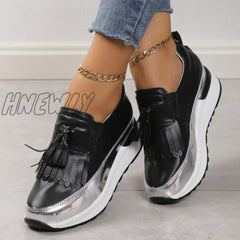 Hnewly - Black Casual Sportswear Patchwork Contrast Round Comfortable Out Door Shoes Shoes Sneakers