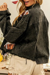 Hnewly - Black Elegant Solid Sequins Make Old Turndown Collar Outerwear Coats Blazer & Jacket