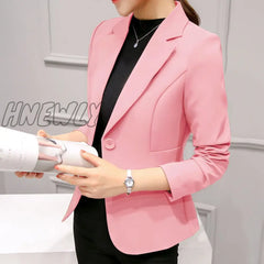 Hnewly Blazer Ladies Pocket Jacket Slim Fit Long - Sleeved Korean Style Office Traf Tangada Trendy