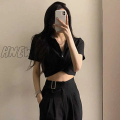 Hnewly Blouses Women Turn-Down Collar Casual Tender Ladies Female Elegant Girls Student Streetwear