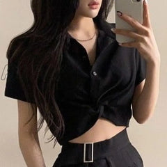 Hnewly Blouses Women Turn-Down Collar Casual Tender Ladies Female Elegant Girls Student Streetwear