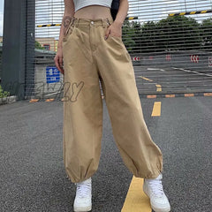 Hnewly Bunching Foot Cargo Pants Women’s Retro Japanese Series 2024 Spring Summer New Loose