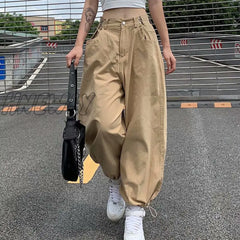 Hnewly Bunching Foot Cargo Pants Women’s Retro Japanese Series 2024 Spring Summer New Loose