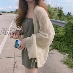 Hnewly Cardigan For Women Summer Crop Knit Y2K Sweater Loose Coat Kardigan Sweter Cardigans Korean