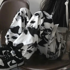 Hnewly Cargo Pants Tie Dye Harajuku Streetwear Wide Leg Women High Waisted Trousers Punk Oversize