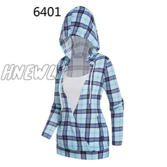 Hnewly Casual Denim Jacket 3D Print O Ring Zipper Hooded Faux Twinset T Shirt Women False Two Piece