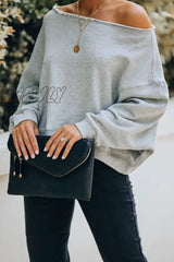 Hnewly - Casual Elegant Solid Split Joint Fold Off The Shoulder Tops Tops/Sweats & Hoodies