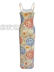 Hnewly Casual Pattern Mixed Flower Print Maxi Dress Spring Summer Women New Sleeveless Ankle Length