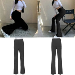 Hnewly Casual Skinny Elastic High Waist Stretchy Sports Sweatpants Women Trousers Slit Fashion
