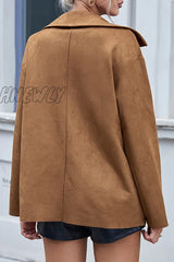 Hnewly - Casual Solid Patchwork Buckle Turndown Collar Outerwear Outerwear/Blazer & Suits &Jacket