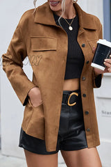 Hnewly - Casual Solid Patchwork Buckle Turndown Collar Outerwear Outerwear/Blazer & Suits &Jacket