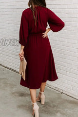 Hnewly - Casual Solid Patchwork O Neck Waist Skirt Dresses Dresses/Casual