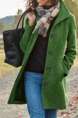 Hnewly - Casual Solid Patchwork Turn-Back Collar Outerwear(4 Colors) Green / S Outerwear/Coats &