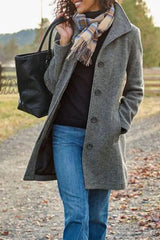 Hnewly - Casual Solid Patchwork Turn-Back Collar Outerwear(4 Colors) Grey / S Outerwear/Coats &