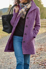 Hnewly - Casual Solid Patchwork Turn-Back Collar Outerwear(4 Colors) Purple / S Outerwear/Coats &